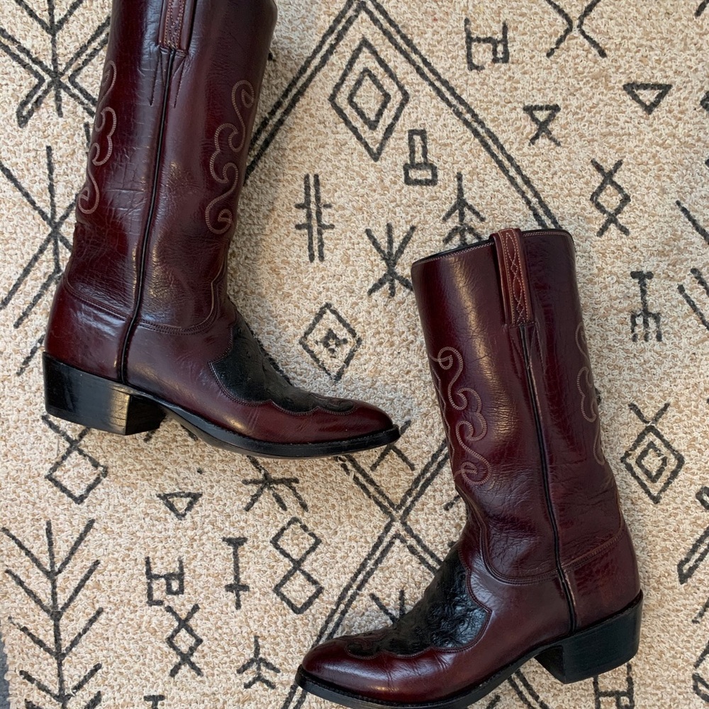 VINTAGE LUCCHESE COWGIRL BOOTS- OSTRICH